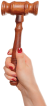 Hand holding a gavel